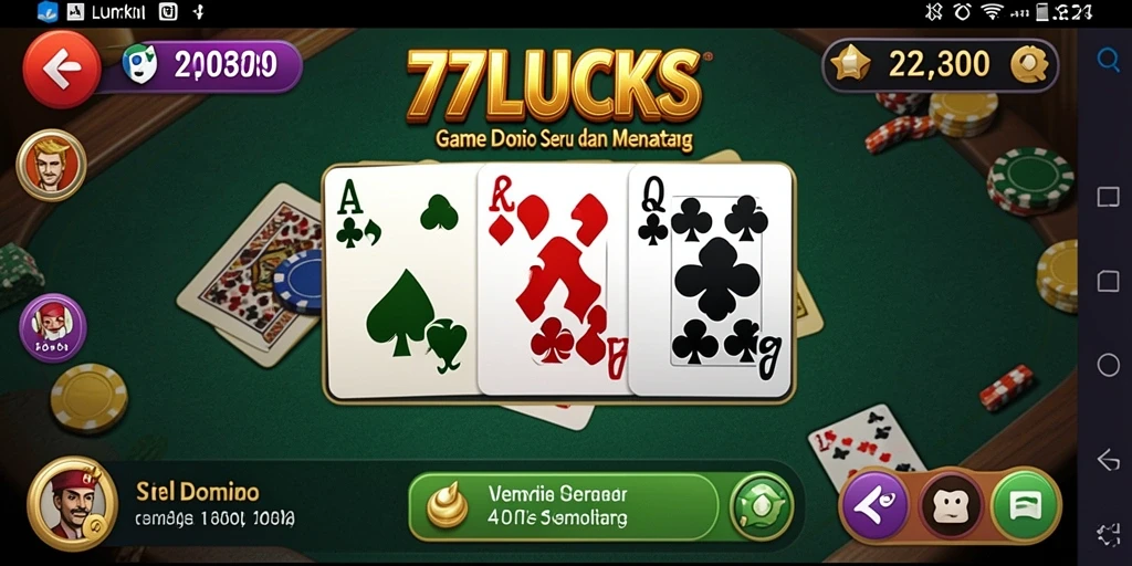 Tampilan gameplay domino yang menarik dan seru di 77LUCKS.
