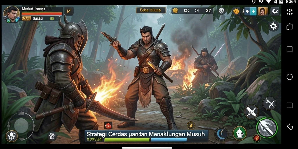 Tangkapan layar utama gameplay 8364 yang menunjukkan aksi strategi intens.
