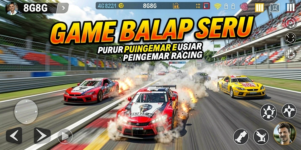 Tampilan gameplay Racing seru di 8G8G dengan lintasan yang menantang.