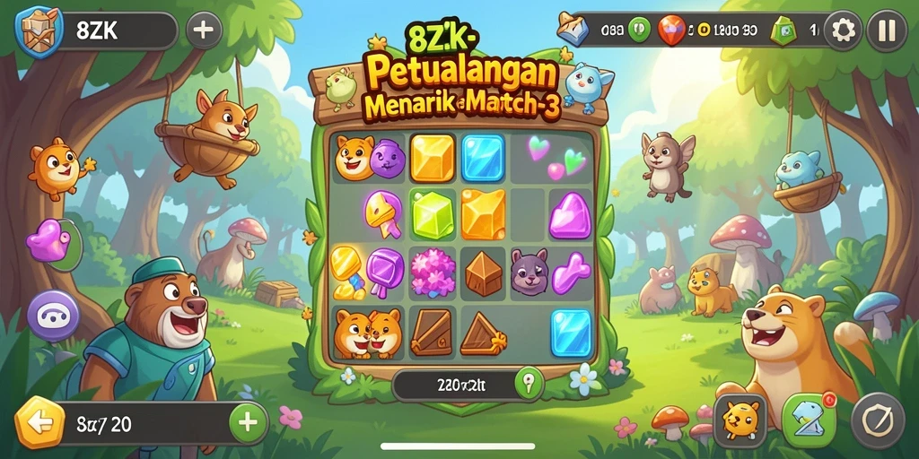 Gameplay seru <strong>8ZK</strong> saat menyusun permata di papan.