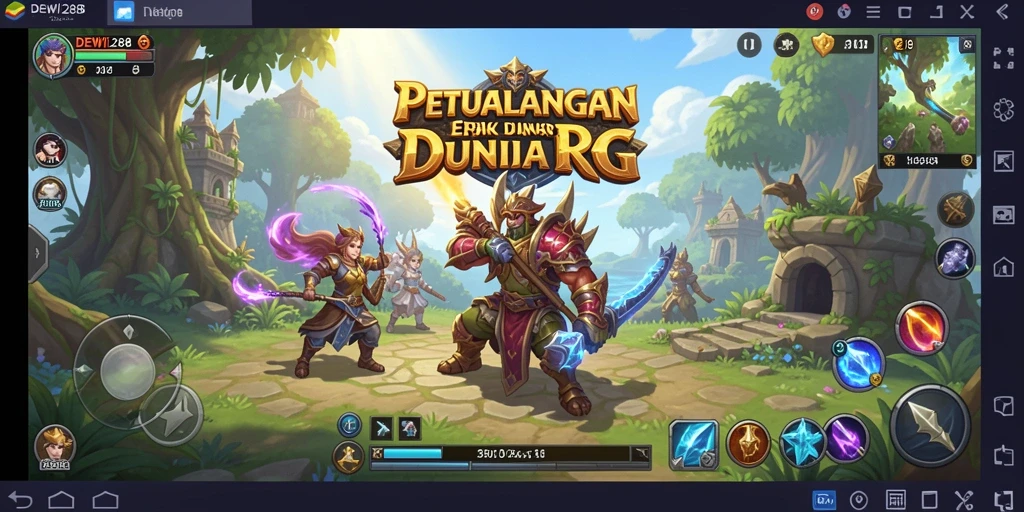 Gameplay DEWI288 menunjukkan pertarungan seru dan eksplorasi dunia RPG.