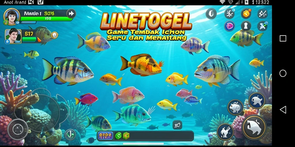 Tampilan gameplay seru di LINETOGEL dengan aksi menembak ikan.