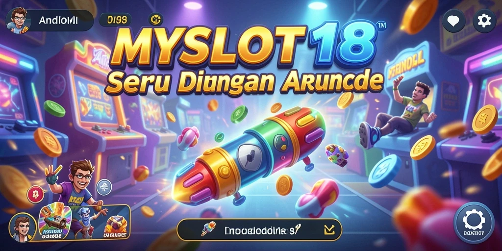 Tampilan gameplay seru MYSLOT188 dalam suasana arcade.