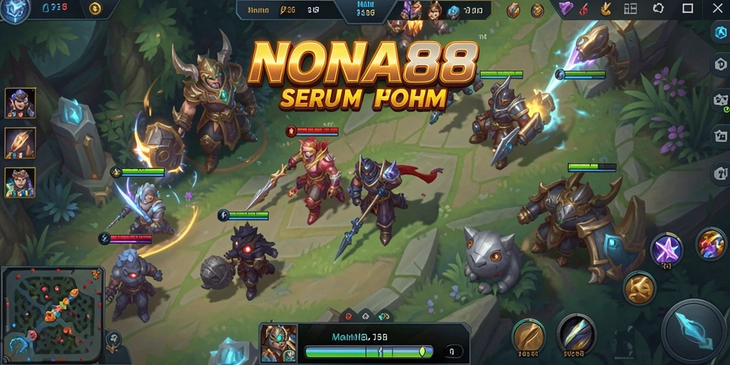 Tampilan gameplay NONA88 dengan pertempuran yang intens