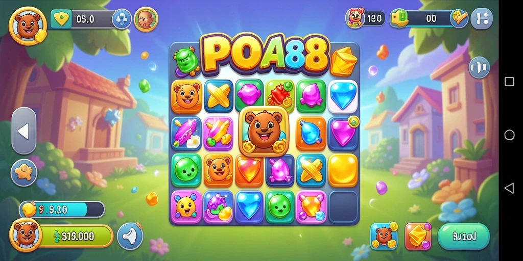 Screenshot gameplay POA88 menampilkan momen seru mencocokkan elemen.