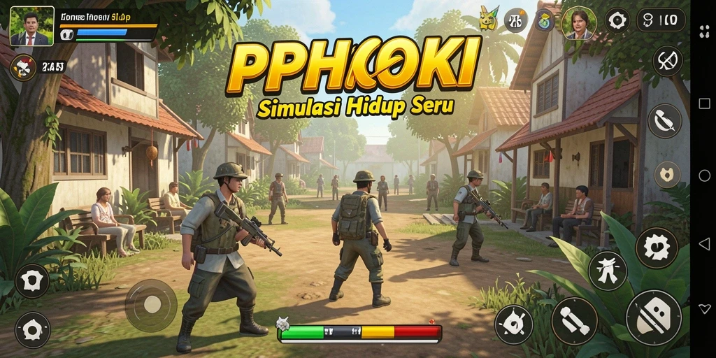 Tampilan gameplay PPHOKI dengan karakter dan lingkungan yang hidup.
